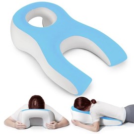anzhixiu Memory Foam Face Down Pillow After Eye Surgery- Whole BBL Pillow Face Down for Stomach Sleep, Massage-Blue