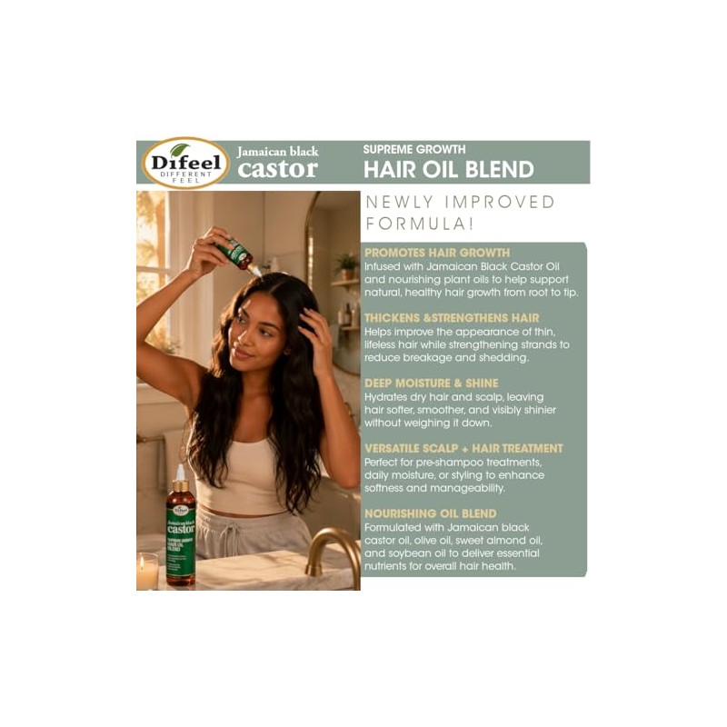 Difeel Aceite para el cabello de ricino negro jamaicano 99%