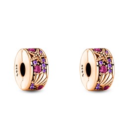 Annmors 925 Sterling Silver Clips for Bracelets and Necklaces, Rose Gold, Blue, Pink, Sparkling Clips, Beads with 5A Cubic Zirconia, Christmas, Valentine's Day, Mother's Day, Gift Tags for Women and