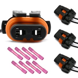 GROBARPART Pack of 4 9005/Hb3 H11/H8/H9/H16 Bulbs Combo Fog Lights Connector Wiring Harness Pigtail Plug Wire