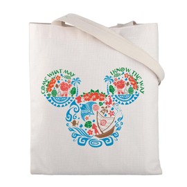 CMNIM Princess Inspired Canvas Tote Bag Cartoon Fans Gift Princess Lover Gifts I Know the Way Polynesian Princess Tote Bag, 2517 Princess M Tote
