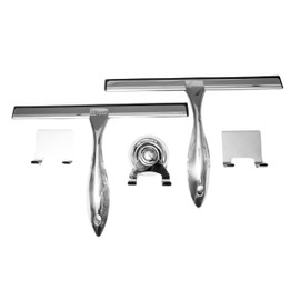 Ms. Tara Premium Squeegee Set - 10inch- 2-Pack with 2 Hooks and 1 Extra Suction Cup for Shower Doors, Bathroom, Window and Car Glass Cleaning. Sturdy, Lightweight, Streak-Free