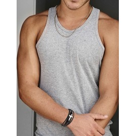 Punk Leather Bracelets for Men Cuff Bangle Bracelets for Teen Boys Stackable Infinity Bracelets Jewelry Gifts for Father Boyfriend Brother