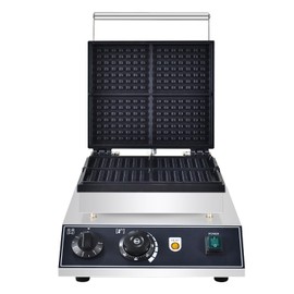 110V Commercial Square Waffle Maker ，4pcs Nonstick Electric Waffle Maker 1800W Electric Stainless Steel Belgian Waffle Machine with Temperature&Time Control for Snack Bar Home Bakeries