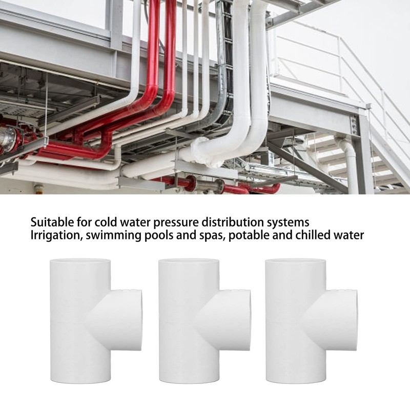 12Pcs PVC Tee Pipe Fitting Adapter PVC Tee Pipe Fittings