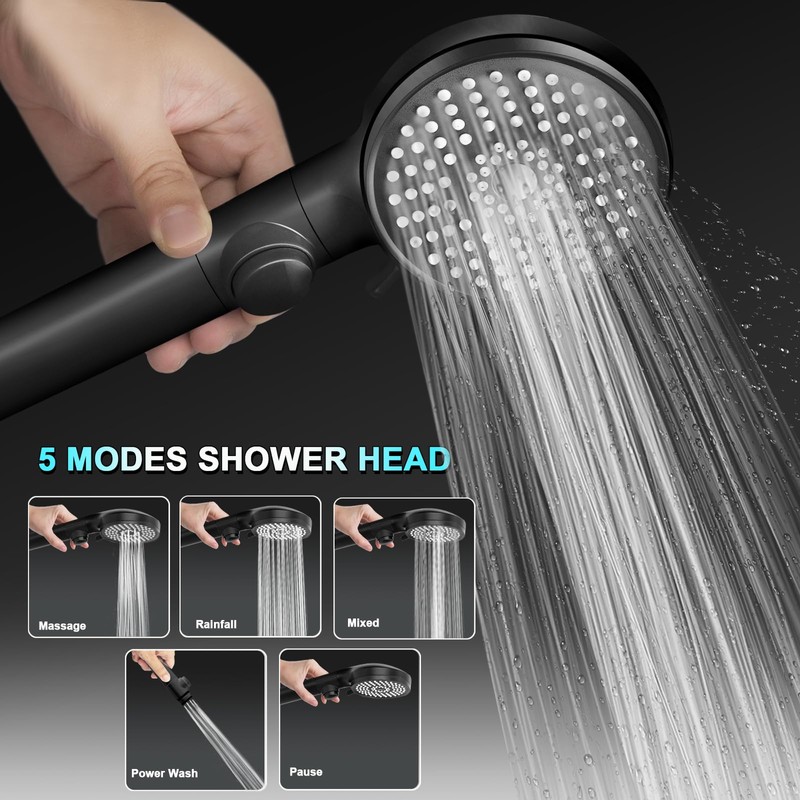 RV Shower Head with Hose, High Pressure 5 Mode Shower