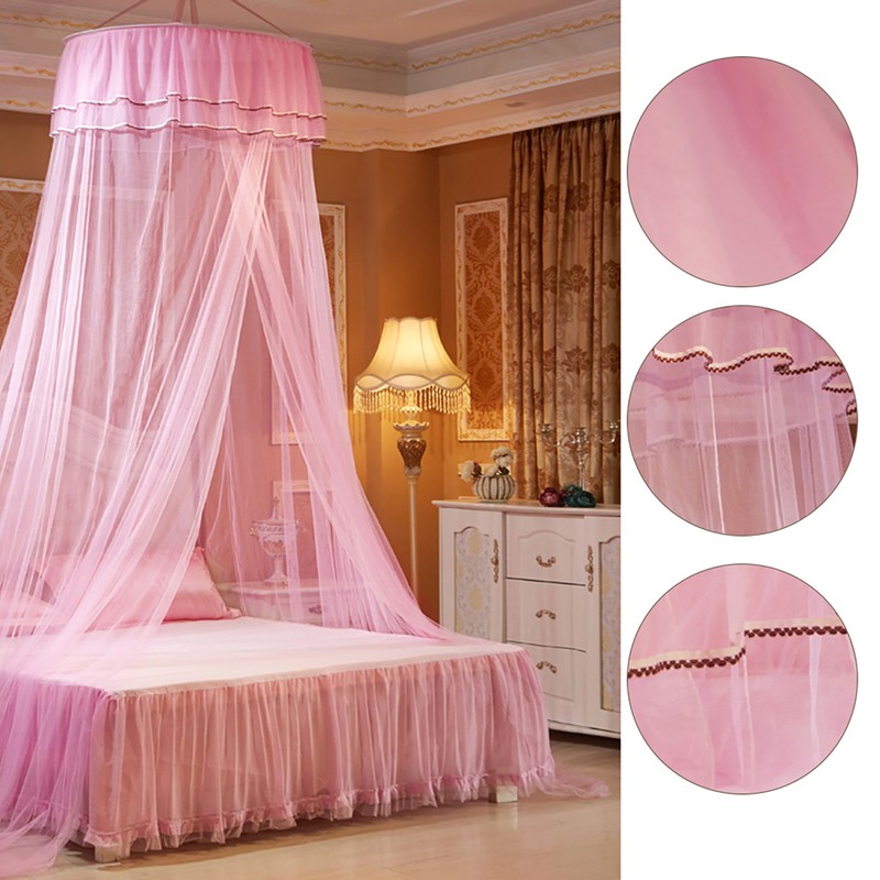 Breathable Round Canopy Lace Princess Style Mosquito Net Bed Curtain