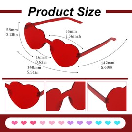 AMCAMI 2 Packs Heart Shaped Sunglasses for Women Colored Heart Shaped Glasses Bachelorette Party Favors