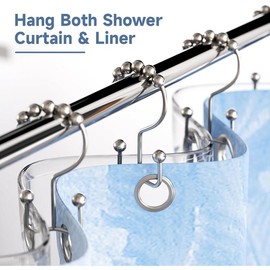 Shower Curtain Hooks Rings, Double Sided Shower Hooks Rust Proof for Bathroom Shower Rods Curtain Metal Shower Rods Curtains Durable Bathroom Shower Curtain Hangers, Polished, Set of 12 Installation Iron - Color: Chrome
