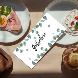 Blank vouchers to fill in yourself, high-quality voucher cards for companies, companies and catering (50 pieces, eucalyptus)