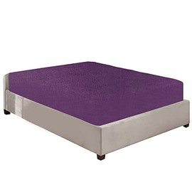 100% Brushed Cotton Flannelette 40CM/16" Extra Deep Fitted Sheets in 12 Colours (Double, Purple)