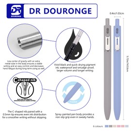 DR DOURONGE Gel Pens, Writing Pens, 8 PCS 0.5mm Black Ink Pens Fine Point Smooth Writing Pens, Ball Point Pens for Journaling, Ink Not Skip, Cute Aesthetic Office School Supplies Gifts for Women