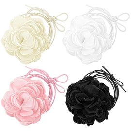 TRHDFW Fashion vintage French chocker necklace with large flowers tassel strap strap neck chain