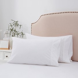 ACCURATEX Cooling Pillow Cases Set of 2,Rayon Derived from Bamboo,Breathable Pillow Case with Envelop Closure,Silky Pillowcase for Hair and Skin,Gifts,White,King(20x36inches)