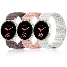 Conidido Braid Bands Compatible with Garmin Vivoactive 5/Forerunner 55 Watch Bands, 3 Pack 20mm Stretchy Nylon Loop Soft Sport Band Quick Release Wristband Breathable Elastic Strap for Men Women