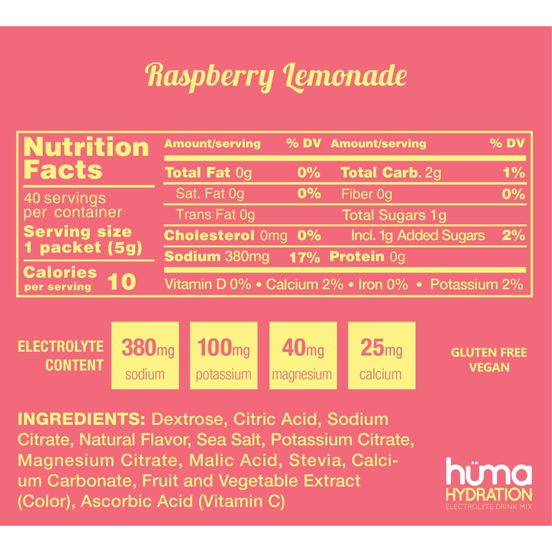 HUMA CHIA Hydration Drink Mix, Variety 15 Packets - Low