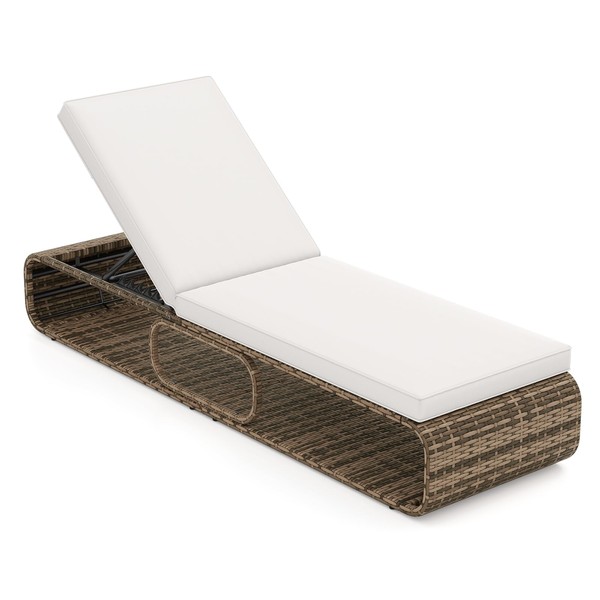 Tangkula Outdoor Chaise Lounge Chair, 7-Position PE Wicker Patio Reclining