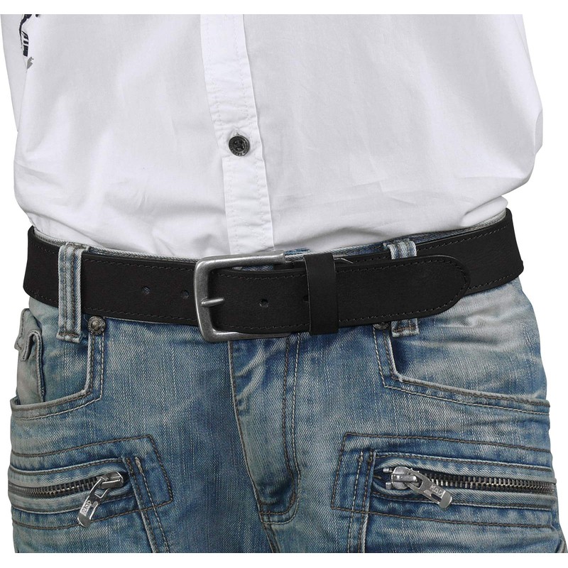 Harrys-Collection HC Men's Leather Belt Buffalo Leather with Antique Silver