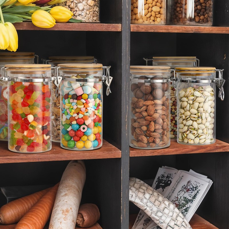 VZZNN 2 Pack Coffee Bean Storage Container with Airtight Bamboo