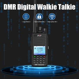 TYT DMR Radio MD-UV390 Plus AES256 Radio 10W VHF UHF Dual Band GPS Walkie Talkie Long Range Digital&Analog Handheld Radio 3600mAh Battery