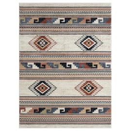 Abani Multicolor Southwestern Design 5'3" x 7'6" (5x8) Area Rug - Non-Shed Orange, Grey & Beige Tribal Pattern Dining Room Carpet Rugs