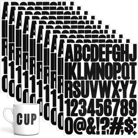 500 pegatinas con número de letras, letras adhesivas de 5 cm, números de vinilo resistentes al agua, 10 hojas de letras y números, kit para manualidades, tarjetas de felicitación (negro)