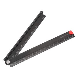 90° Foldable Aluminium Angle Ruler Black 0-300 mm Ruler Metal Writing Paper Ruler for Mechanical Production Glass Processing