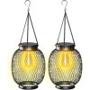 Ortiny 2 Pack Hanging Solar Lanterns -Retro Design,Waterpr