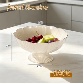 White Decorative Bowl 3Pack, 10" Detachable Decorative Fruit Bowls