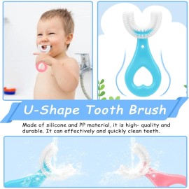 ANOOVV 4 Pack U Shaped Toothbrush Kids, Soft Silicone Brush Head Whole Mouth