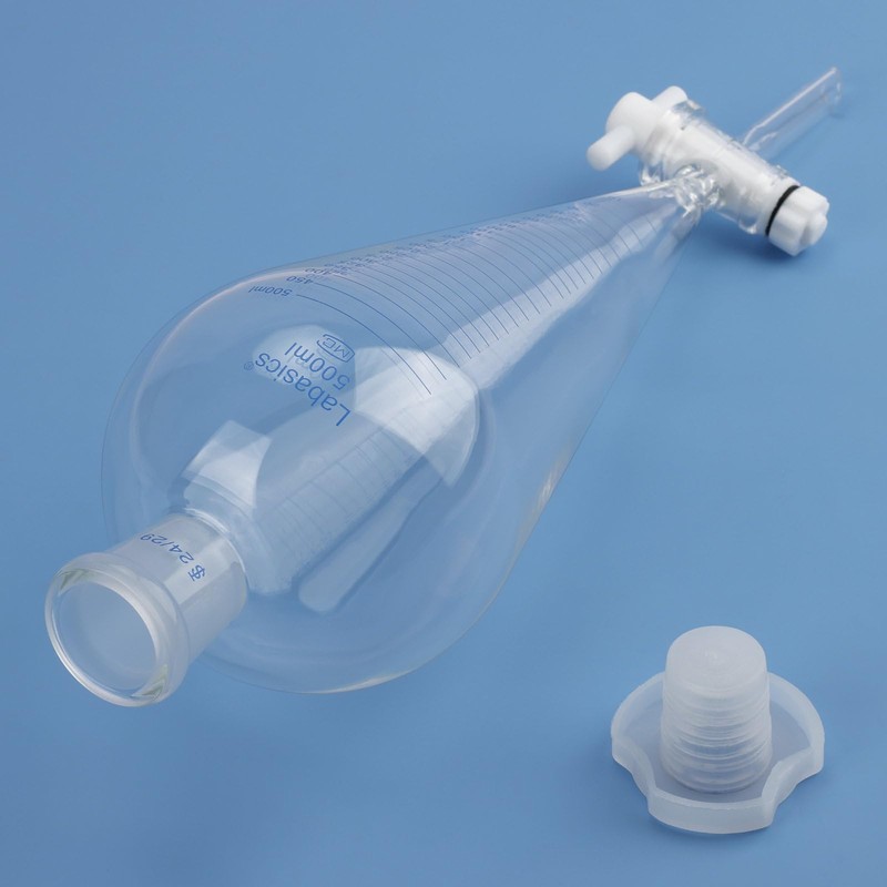 Labasics Graduated Separatory Funnel, 500 ml Heavy Wall Borosilicate Glass