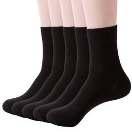 Josnown Womens Cotton Socks Black Thin Above Ankle Crew Socks for Women Girls Clothes 5 Pairs, Size 5-9