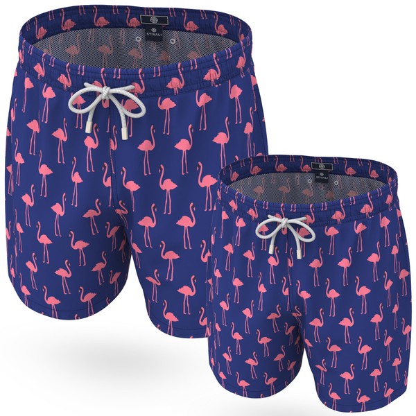 Stivali Father Son Matching Swim Trunks - Flamingo Modern Swimming