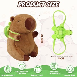 Dawumin Capybara Plush Toy, 22 cm Water Pig Cuddly Toy, Capybara Cuddly Toy, Capybara Wearing Turtle, Soft Simulation Cuddly Toy Capybara for Home Decoration, Birthday, Holiday