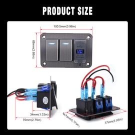 Toggle Switch Panel 2 Gang Waterproof Aluminum Switch 12V/24V Rocker Switch Panel with USB Charger for Farm Garden Marine Boat Automotive Car RV Truck Vehicles