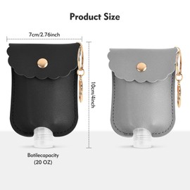 TLIFOS 2pcs Hand Sanitizer Holder, Mini Plastic Empty Bottles Hand Sanitizer for Traveling (Grey+Black)