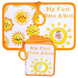 FYSUIMU Sun Baby' s My First Family Album Cute Cartoon Sun Photo Album Holds 4x6" Pictures Soft Photo Cloth Book with Safety Mirror for Newborn Baby Shower Toddler Kid