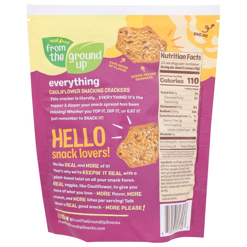 FROM THE GROUND UP Cauliflower Everything Snacking Crackers, 3.5 OZ