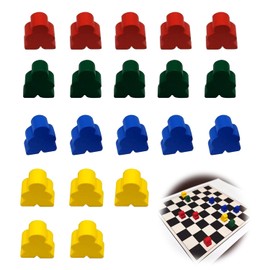 Bouncing Chess Wooden Chess Pieces, Wooden Humanoid Frame Set, Escoma Color Chess, Humanized Board Game Accessories, Desktop for Family and Party [20 Pieces]