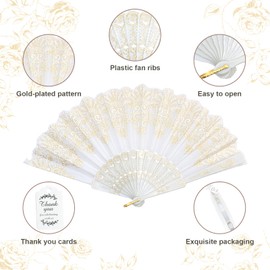 EOSAU 12 Packs White Folding Hand Fans for Women Foldable, Bulk Fans Handheld for Wedding Party Favors Bridal Shower Church Dancing Decoration Prop with Organza Bags
