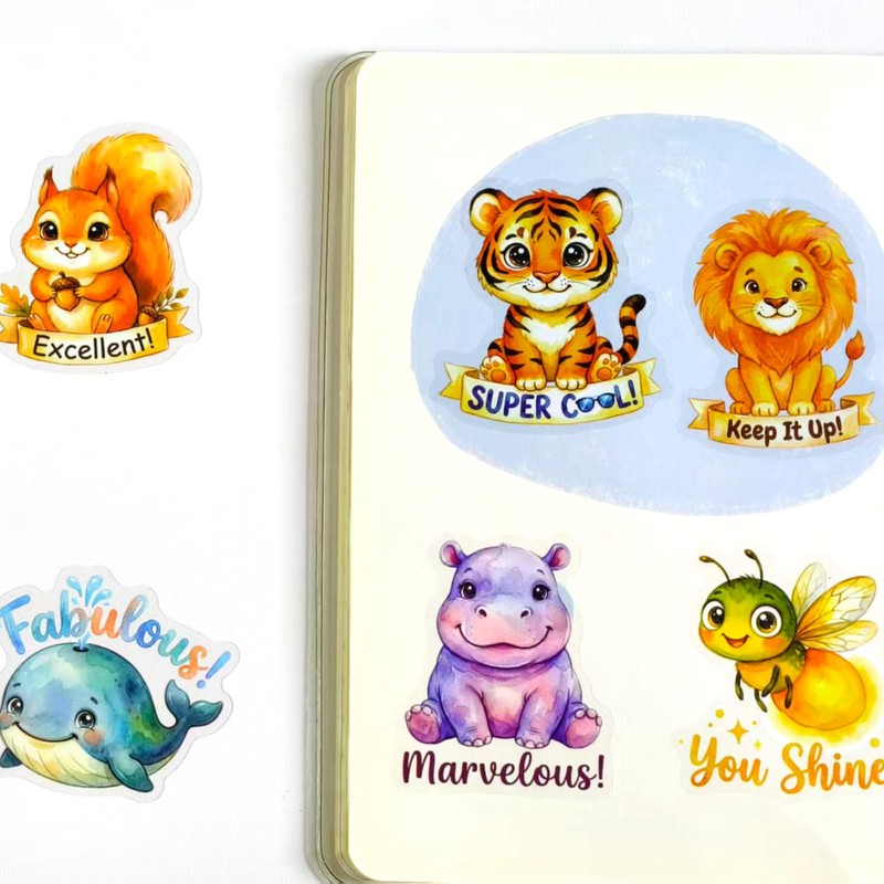 Animal Positive Affirmation Stickers - 50 Pcs Clear PET