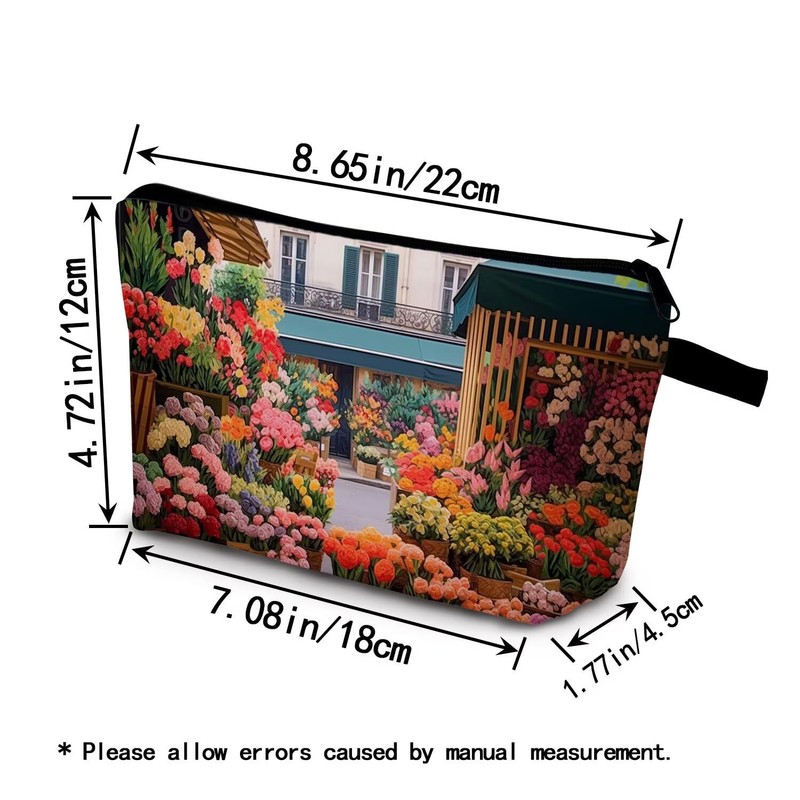 YULUENZE Floral Green House Makeup Bag Cute Small Organizer Bag