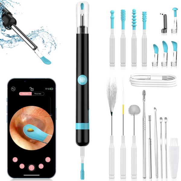 Earwax Remover Otoscope, Improved Otoscope Kit with 7 Massage Functions for Children Adults, 1080P HD WiFi Ear Remover with 6 LED Lights, Suitable for Various Smart Devices