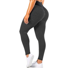 JGS1996 Women's High Waist Yoga Pants Tummy Control Workout Ruched Butt Lifting Stretchy Leggings Textured Booty Tights