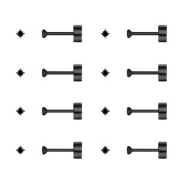 FOSIR Tiny Flat Back Earrings for Women Men Surgical Stainless Steel Black Stud Earrings Set Cubic Zirconia Cartilage Earring Hypoallergenic, 2mm