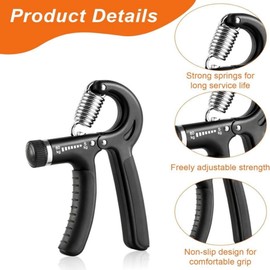 CAIYL Grip Strength Trainer, Hand Grip Exerciser Strengthener with Adjustable Resistance 11-132 Lbs (5-60kg), Forearm Strengthener, Perfect for Muscle Building and Injury Recover,Black