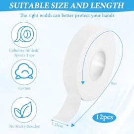 12 Rolls 9Mx1.25CM Zinc Oxide Tape,Athletic Sports Tape,Finger Bandage,Breathable,Easy Tear,Flexible,for Finger Ankle Support,Protection