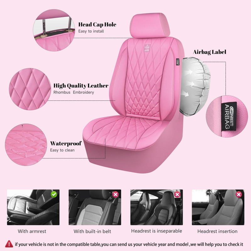 CAR PASS Piping Luxury Leather Two Front Car Seat Covers,