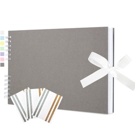 Hiwhy Scrapbook Memory Book with 50 Sheets White Pages 11.5x8.5 Inch DIY Album Set with Corner Stickers for Baby Shower Birthday Wedding Travelling, Grey