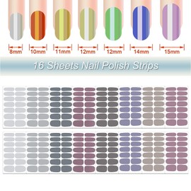 DANNEASY 16 Sheets Nail Wraps for Women Nail Polish Strips Solid Color Self Adhesive Nail Polish Stickers Stick On Nails Nail Art Accessories with 1pc Nail File, Cuticle Stick (Gray)